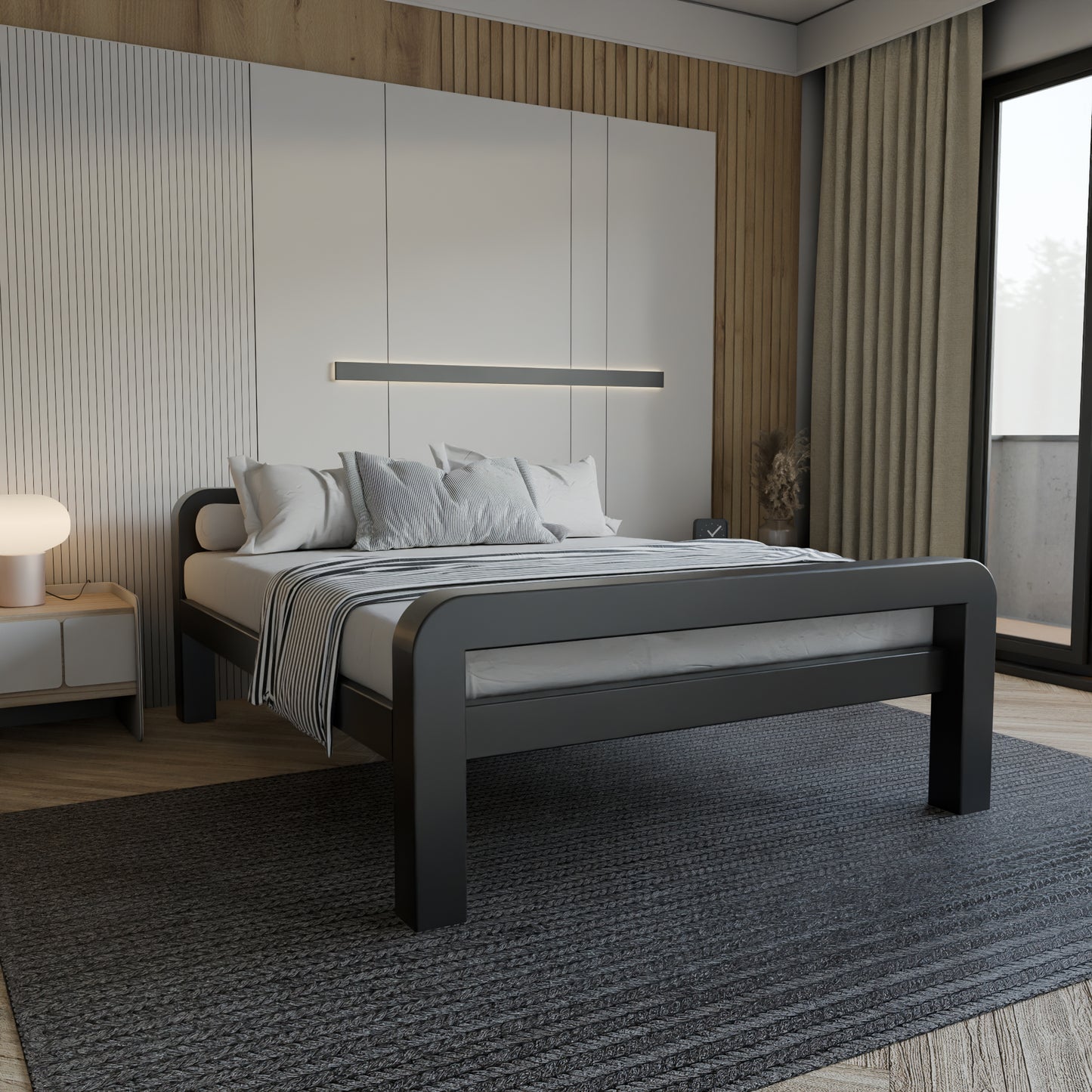 Metallbett Ryka Round offen – Profil 120 x 120 mm