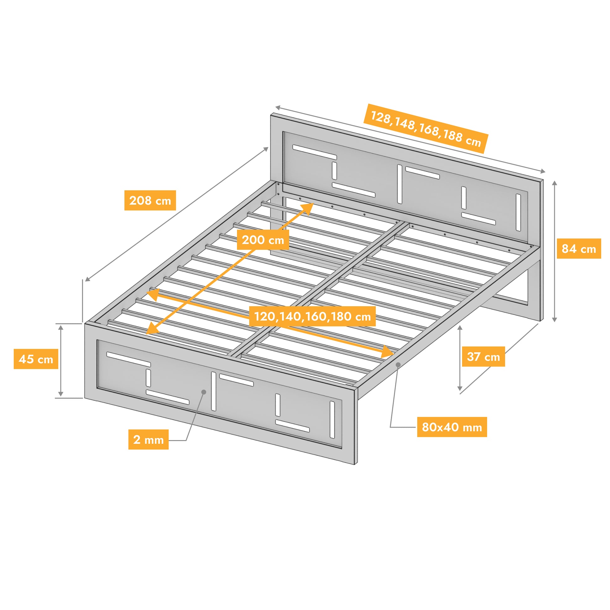 Metallbett Ryka Perfor M16 – stabiles Bettgestell Metall