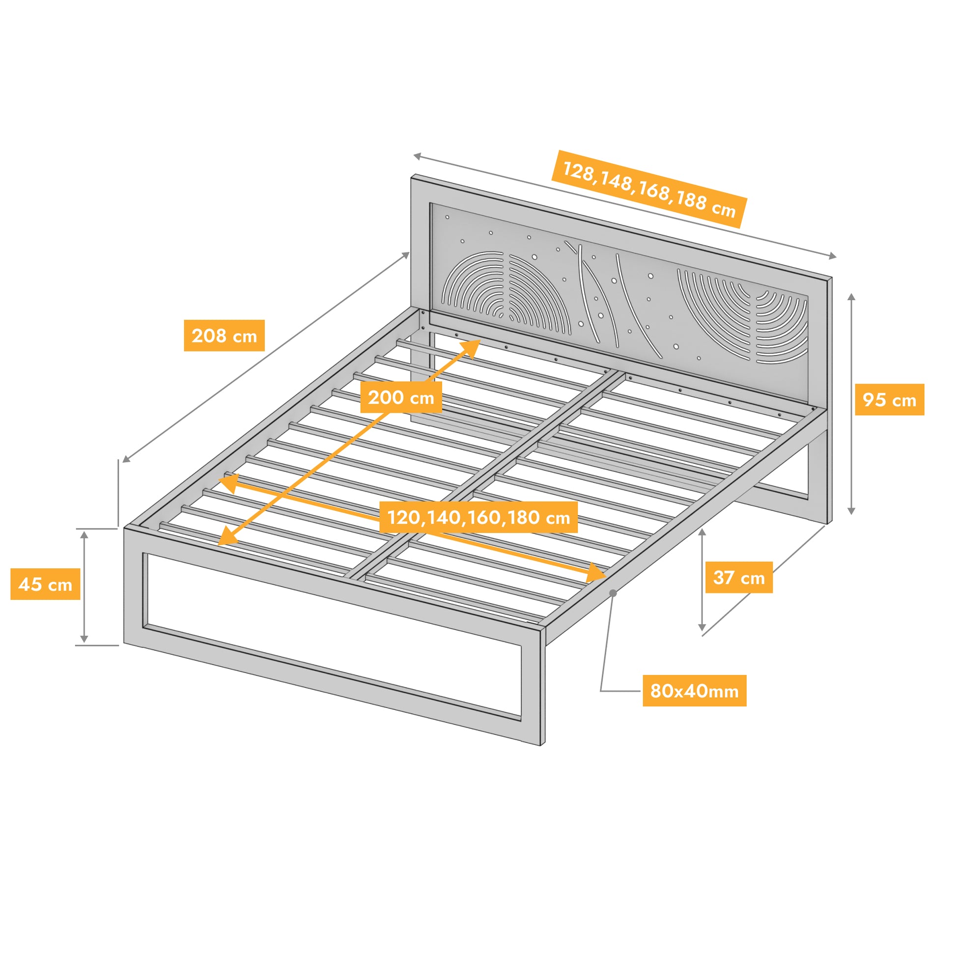 Metallbett Ryka Standard M17 – stabiles Bettgestell Metall