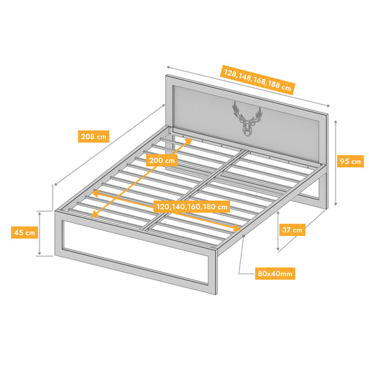 Metallbett Ryka Standard M5 – stabiles Bettgestell Metall