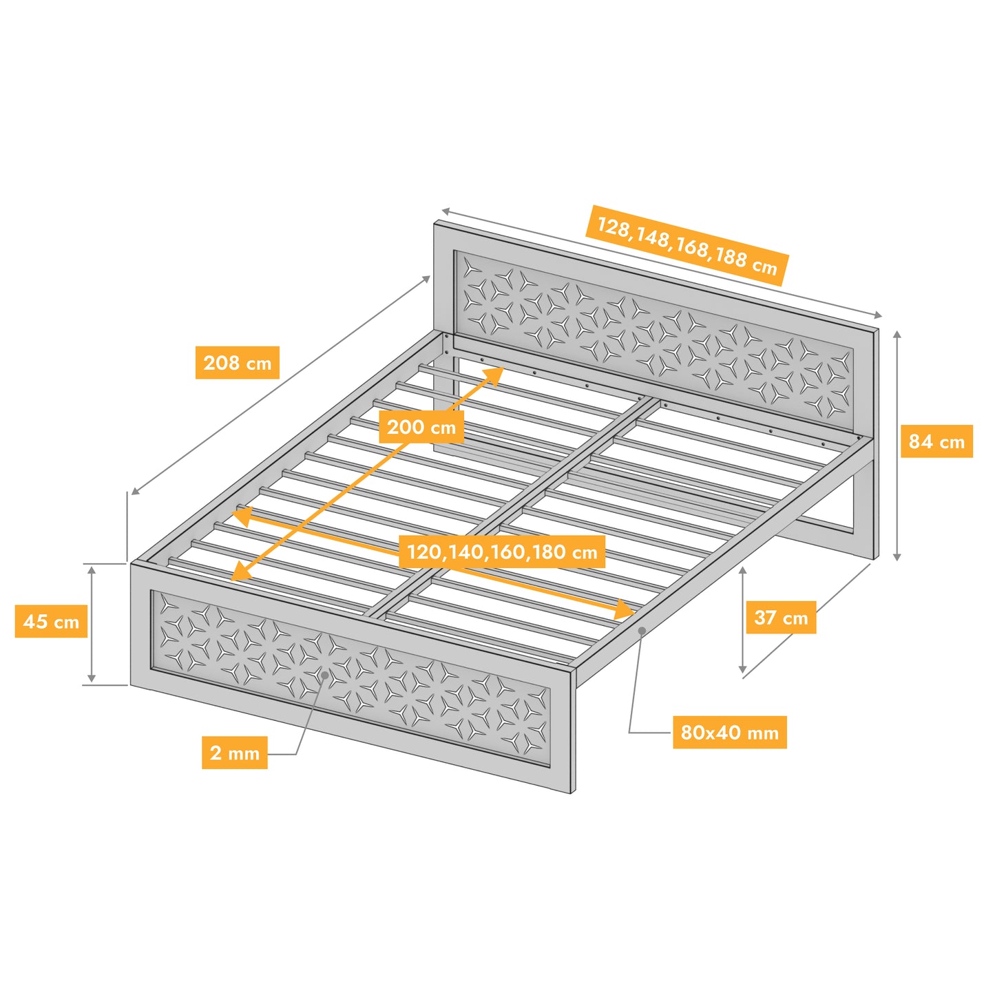 Metallbett Ryka Perfor M4 – stabiles Bettgestell Metall