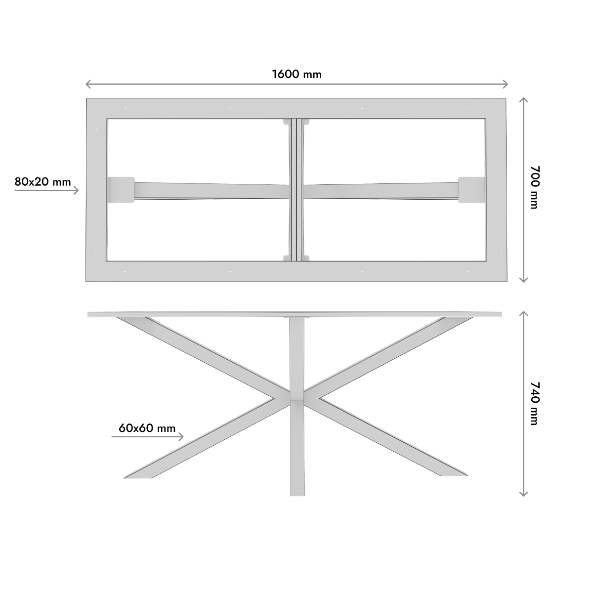 Tischgestell aus Metall Acamar Frame