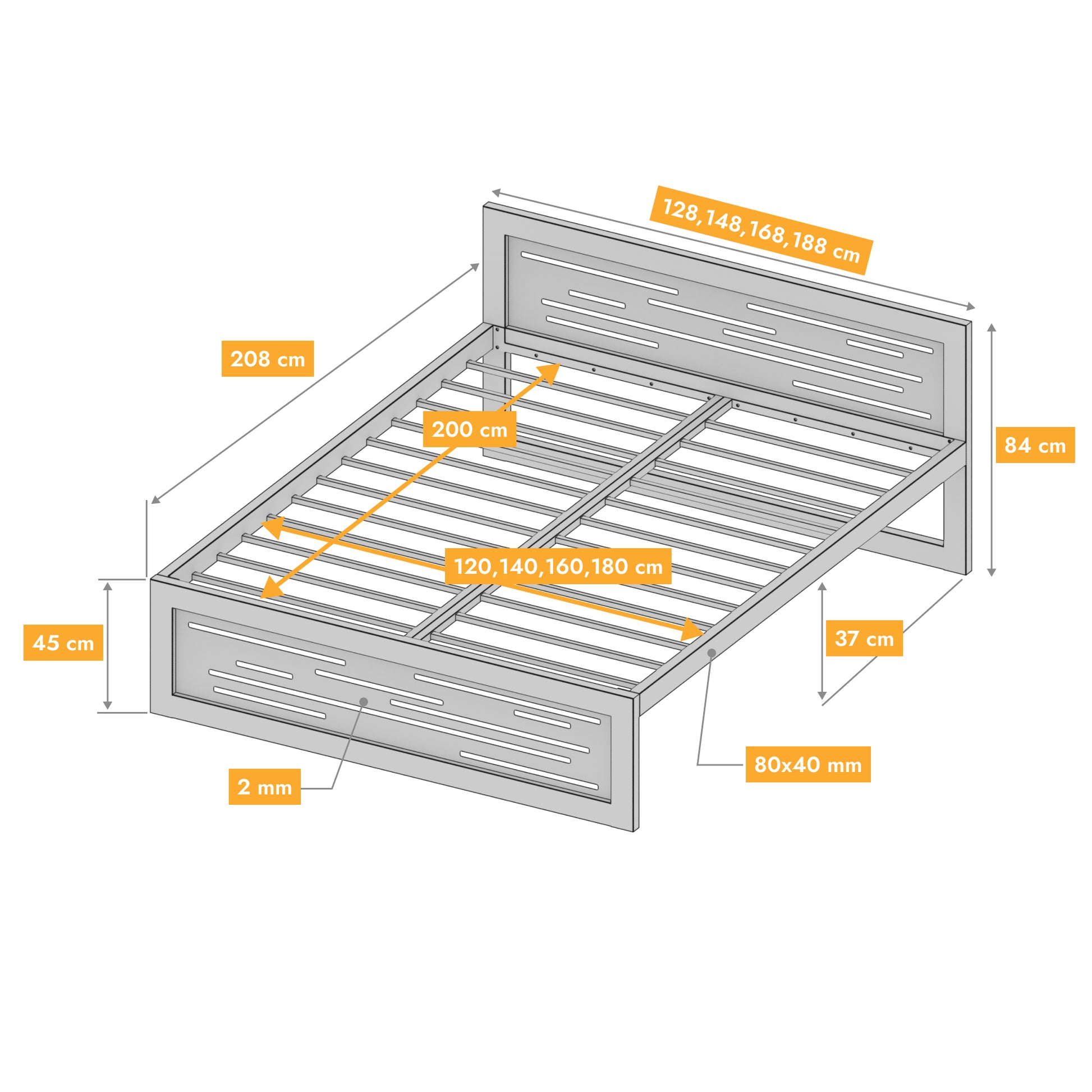 Metallbett Ryka Perfor M6 – stabiles Bettgestell Metall