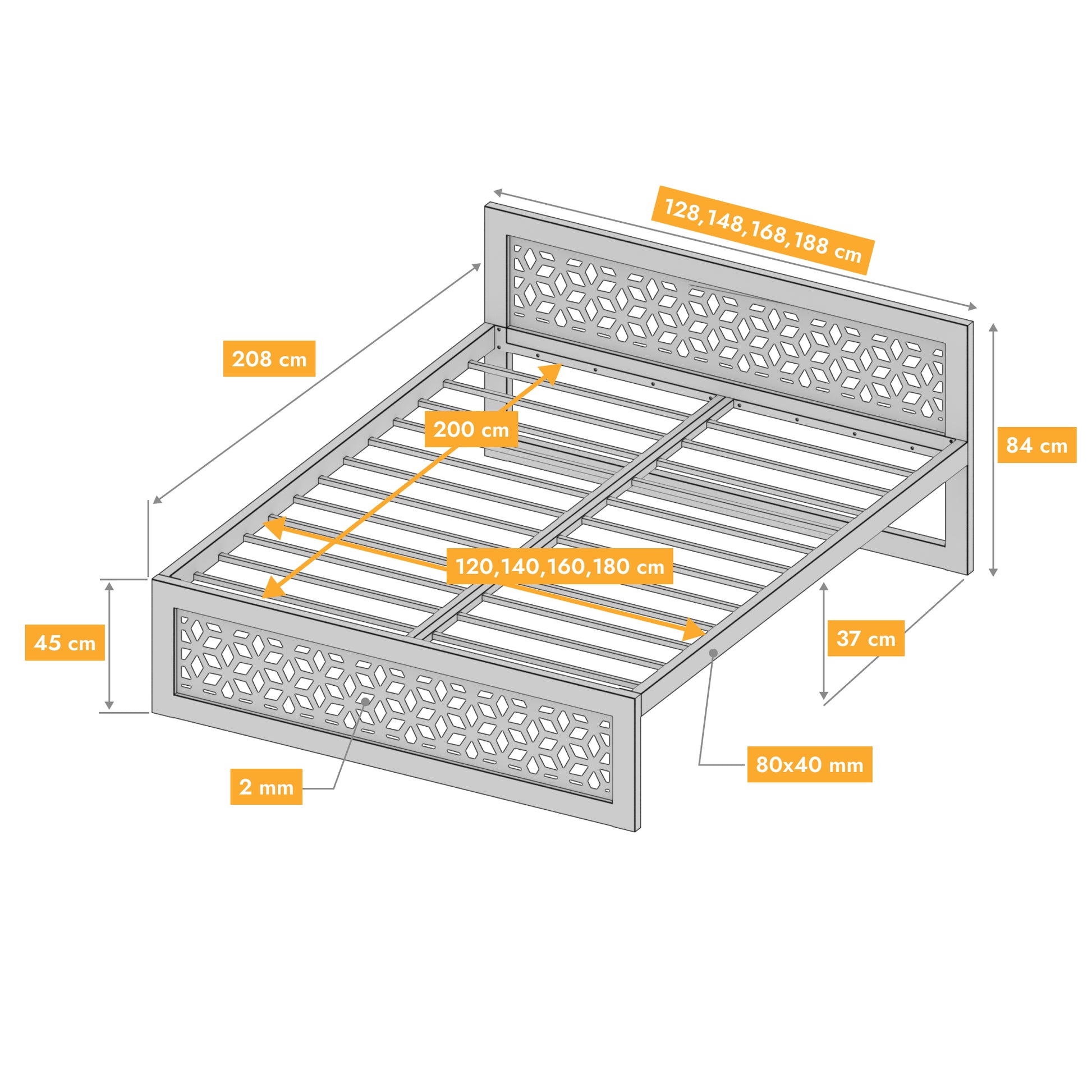 Metallbett Ryka Perfor M7 – stabiles Bettgestell Metall