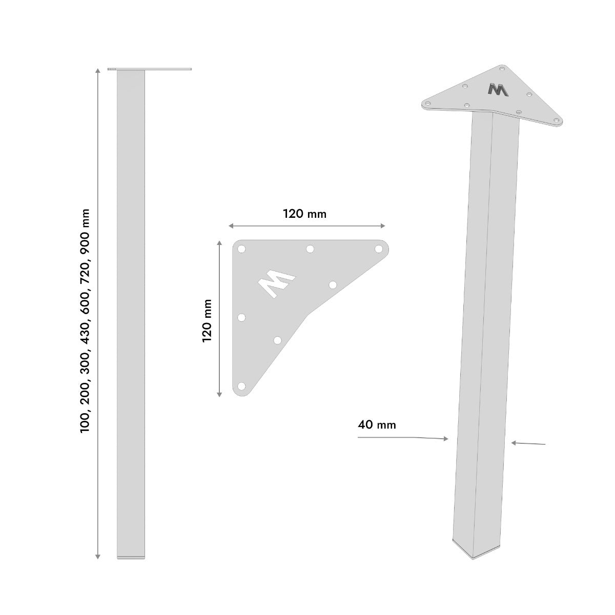 Tischbein aus Metall Leg