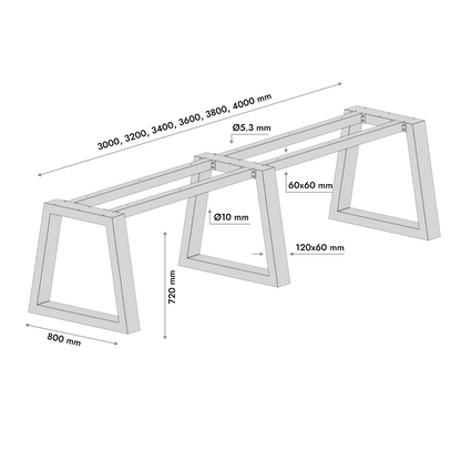 Tischbeine aus Metall Nemesis Extreme Long