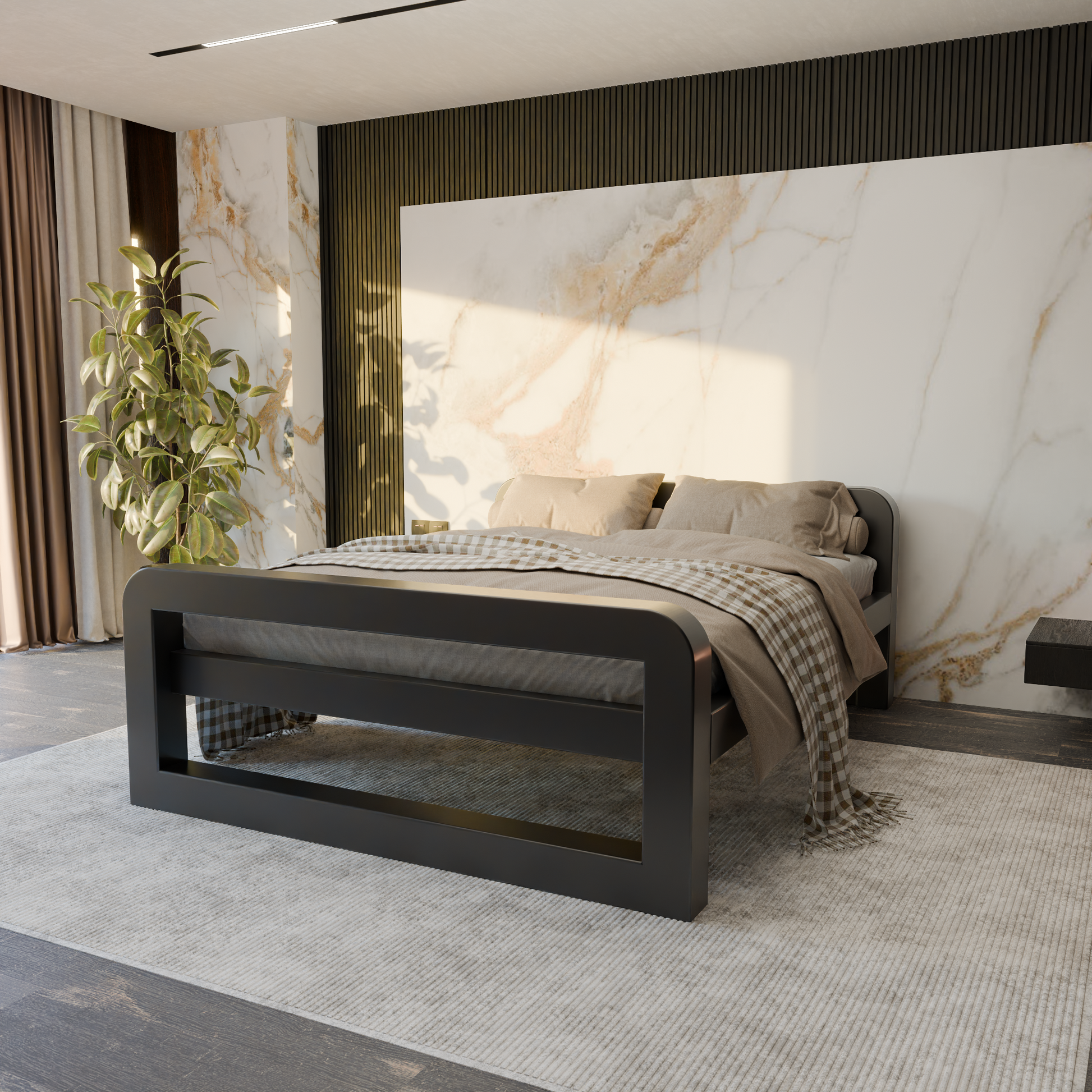 Metallbett Ryka Round geschlossen – Profil 120 x 120 mm