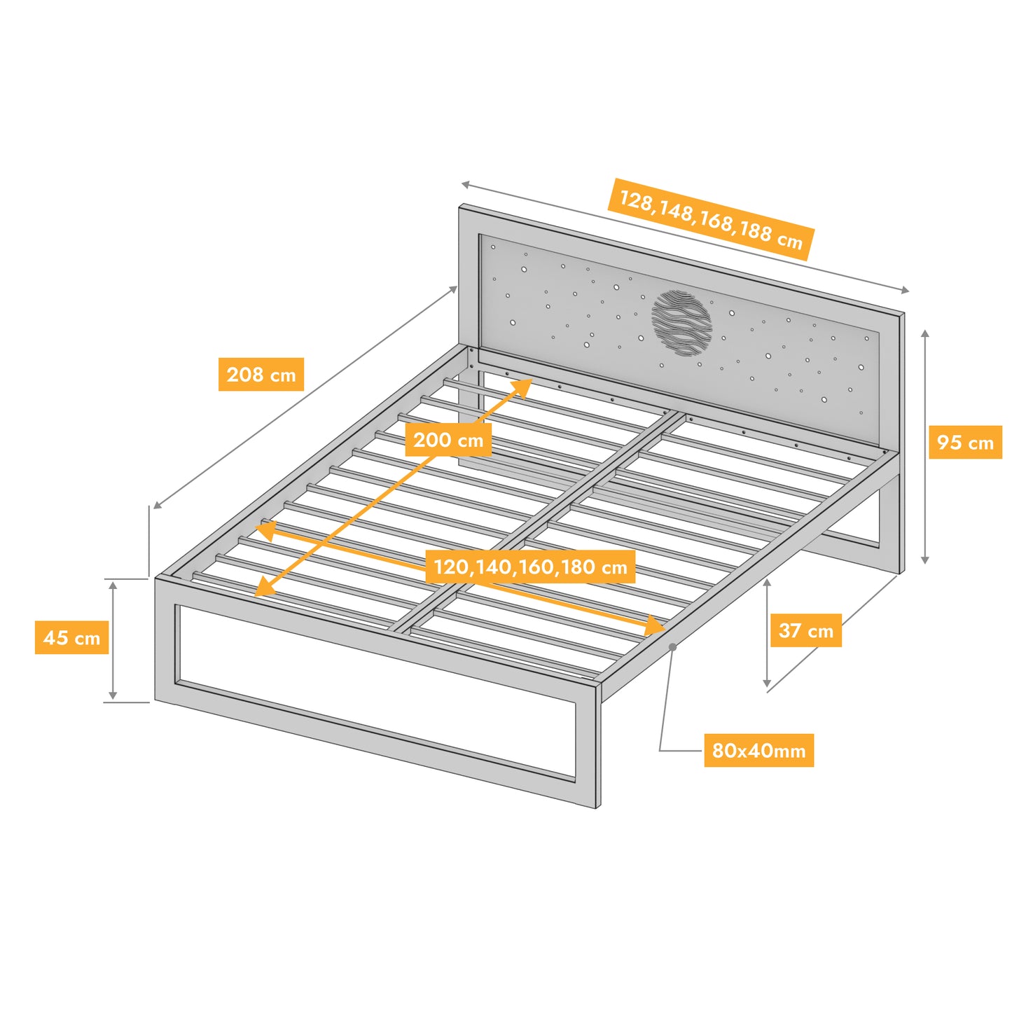 Metallbett Ryka Standard M16 – stabiles Bettgestell Metall