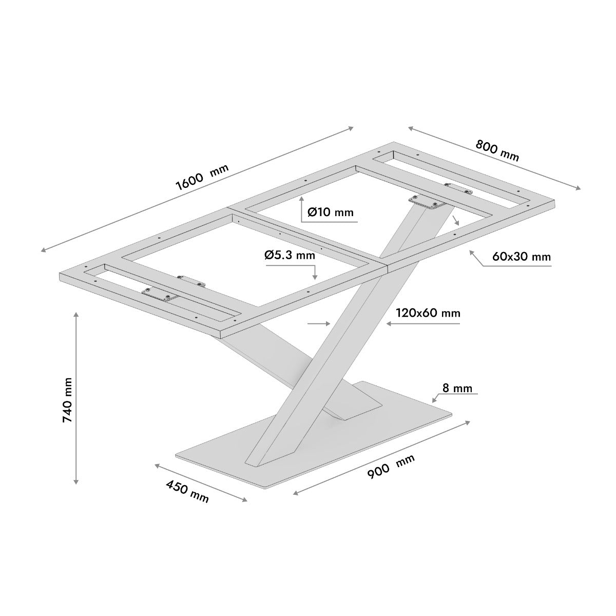 Tischgestell aus Metall Sargas Frame
