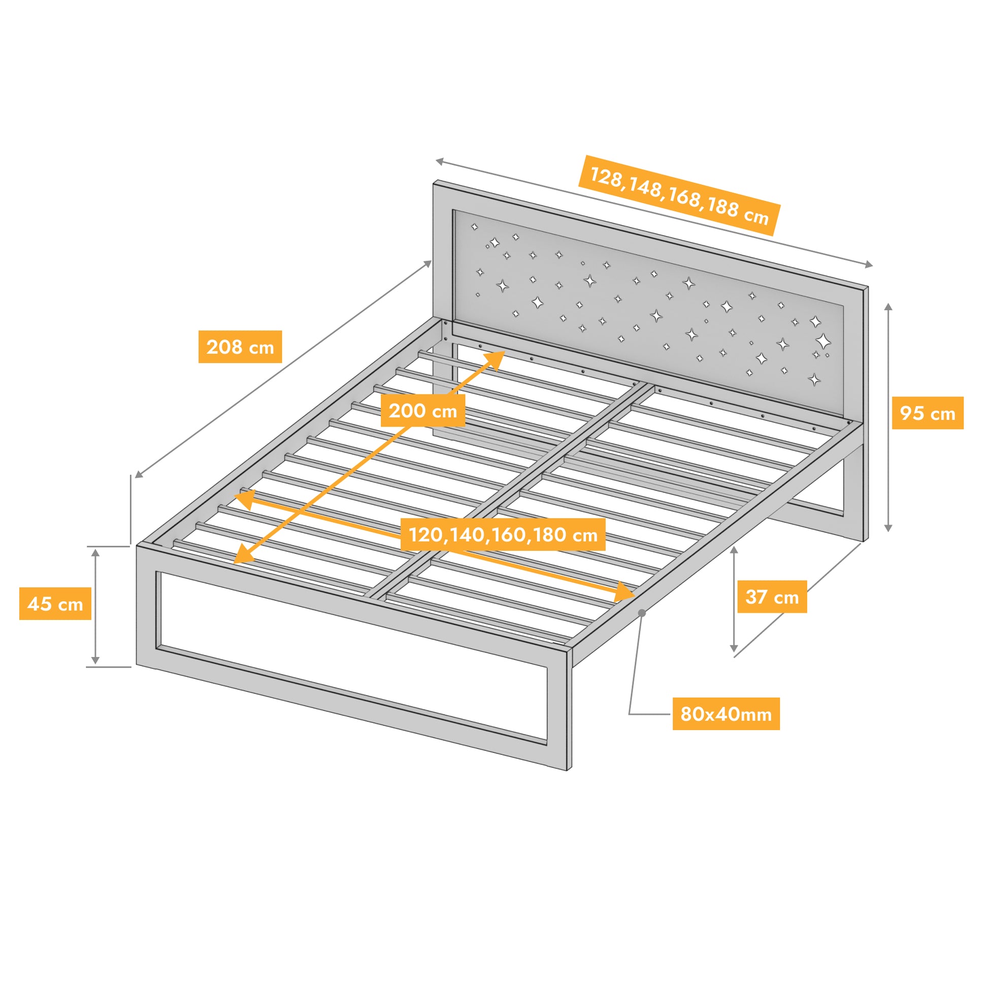 Metallbett Ryka Standard M10 – stabiles Bettgestell Metall