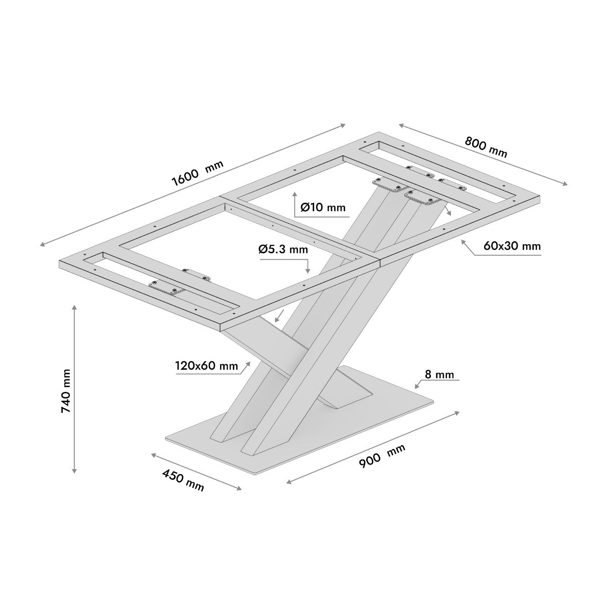 Tischgestell aus Metall Zaniah Frame