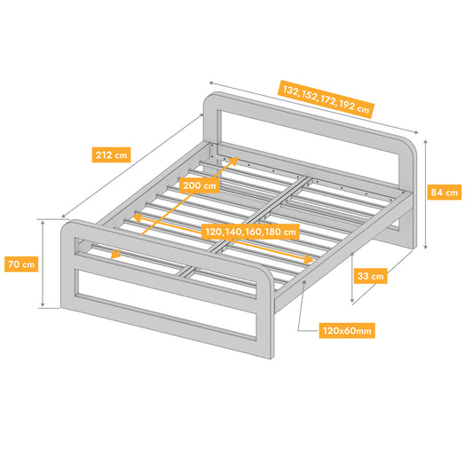 Metallbett Ryka Round geschlossen – Profil 120 x 160 mm